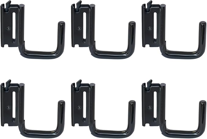 6-Pack 2" Heavy-Duty E-Track J Hooks with Extra Rubberized Dip-Coating on Hook Body - Tie-Down Accessories for Trucks, Trailers, Garages, Warehouses