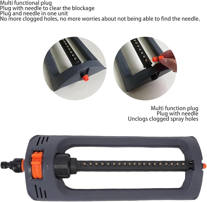 Lawn Sprinkler Heavy Duty Nozzles 4 Spray Modes for Yard, Garden Water Oscillating Sprinkler Covers Up to 4000 Sq Ft with Weighted Base