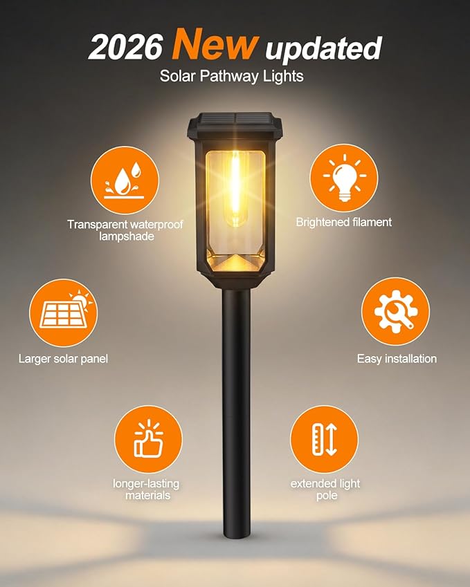 Tenmiro-Solar-Pathway-Lights-Outdoor-4 Pack-LED-Solar-Powered-Garden-Lights-Waterproof-IP65-Outdoor-Light-for-Yard-Lawn-Patio-Path-Walkway-Driveway-Decor-3000K