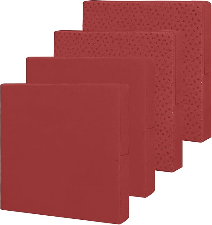 Easy-Going Waterproof Patio Cushion Covers 22x20x4 inch 4 Pack Replacement Non-Slip Outdoor Seat Cushion Slipcover with Zipper. Red