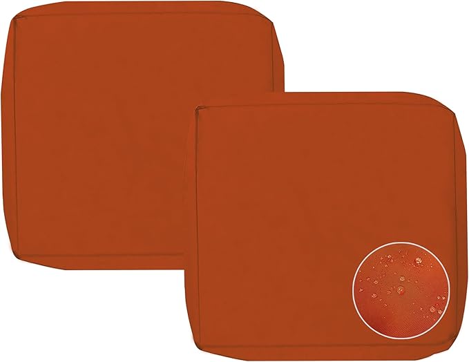 Sqodok Patio Cushion Covers, Waterproof Outdoor Cushion Covers Replacement, Patio Cushion Seat Slicovers for Sectional Sofa, Chair, Outdoor Wicker Patio Sofa (Spice, 24"x24"x4"-2 Pack-Cover ONLY)