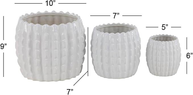 Deco 79 Ceramic Indoor Outdoor Planter Small Planter Pot, Set of 4 Planters 9", 7", 6", 4"H, White