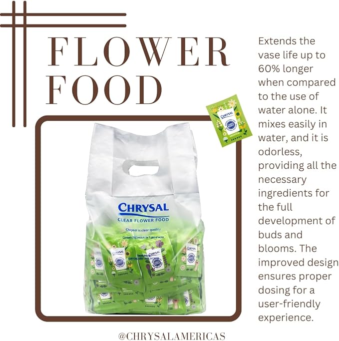 Chrysal Flower Boost – Clear Flower Food Packets for Flower Arrangements & Bouquets – Floral Supplies for Fresh Flowers – Fresh Flower Arrangements Supplies (5g - 100 Ct)