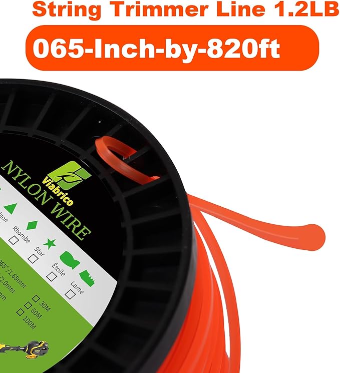 VIABRICO 065 Inch Trimmer Line, 0.065" Weed Wacker Eater String, Commercial Grade Round Nylon String Trimmer Line Replacement for String Trimmer Weed Trimmer .065"-820ft-1.2lb-Spool