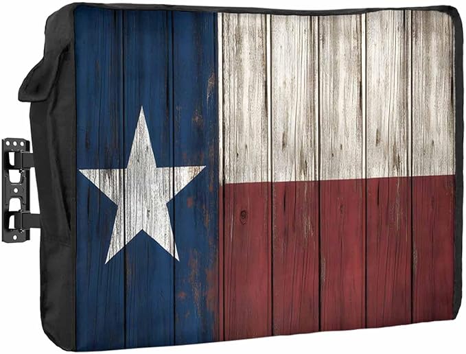T&H XHome Outdoor TV Cover - Vintage Wood Texas Flag Waterproof and Weatherproof 52"-55" LCD Movable Shield TV Display Screen Protector Outside Television Covers