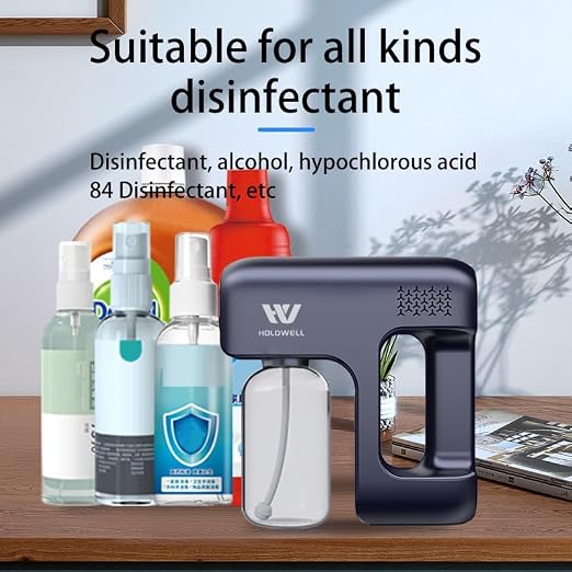 Disinfectant Fogger Machine, Cordless Electric Blue Light Disinfection Gun, Nano Sprayer for Salon/School/Hospital/Home/Office/Car/Gym/High-Contact Item Etc. (Blue)