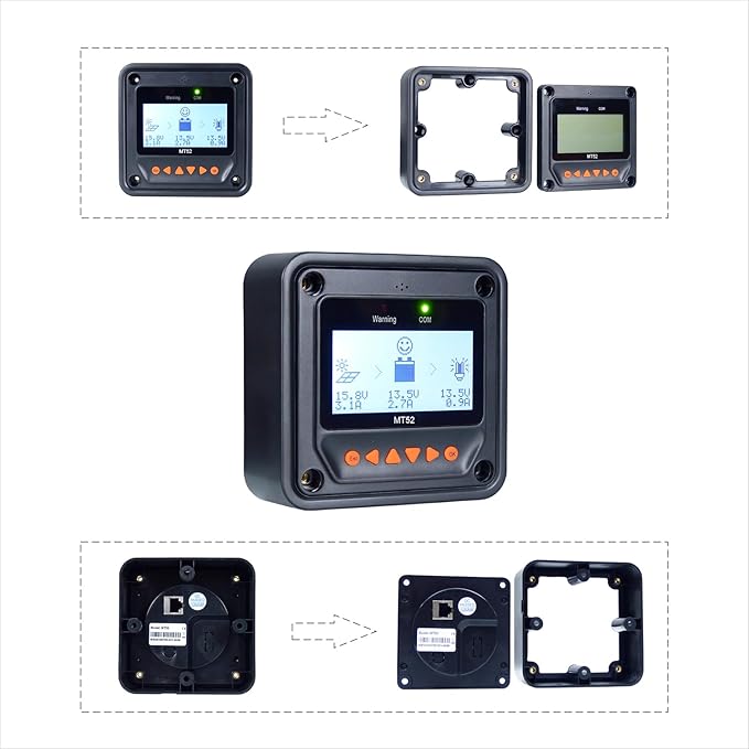 EPEVER MT52 Remote Meter for MPPT Solar Charge Controller 10/20/30/40A ,50/60/80/100A LCD Display Monitoring Setting Datas of Solar Panel Battery Regulator System (MT52)