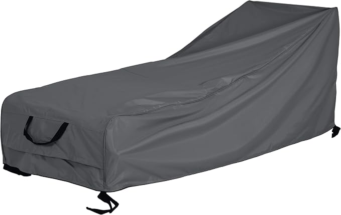 Christopher Knight Home Rowly Patio Chaise Lounge Chair Cover, Water-Resistant Outdoor Chaise Lounge Cover, Fabric Patio Furniture Cover, UV-Resistant Outdoor Lounger Cover, Dark Gray
