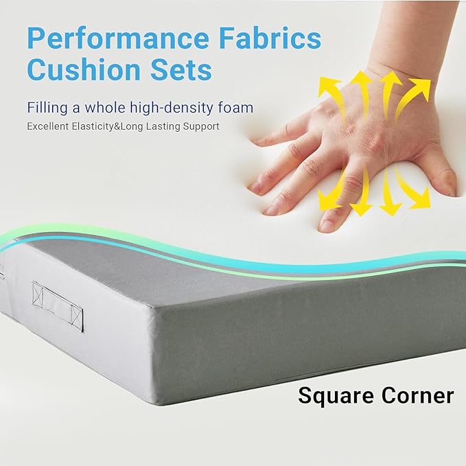 IPYNBAP Outdoor Cushions for Patio Furniture,Outdoor Seat Cushion Set 24 x 24 x 5.75 Inch,Waterproof & Fade Resistant Outdoor Chair Cushions,Deep Patio Chair Cushion with Removable Cover,Grey