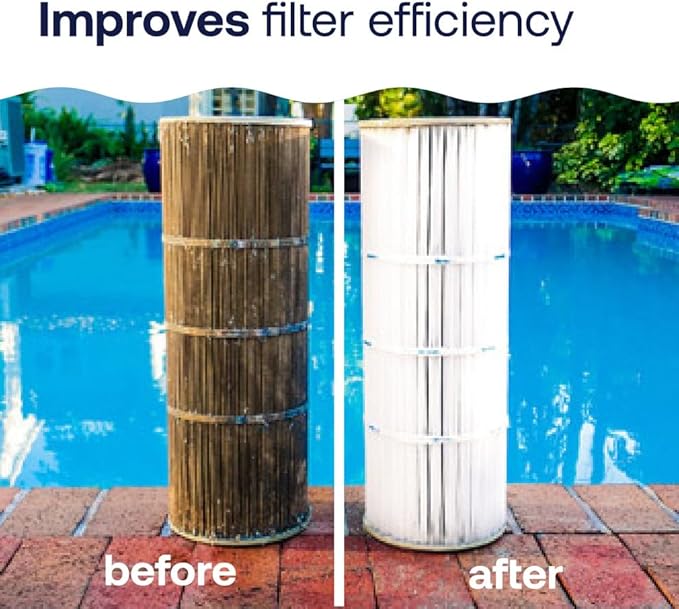 HTH 67227 Swimming Pool Care Filter Cleaner, Quickly and Effectively Cleans and Prolongs Life of Pool Filter, Improves Filtration Efficiency, Compatible with All Filter Types, 32oz