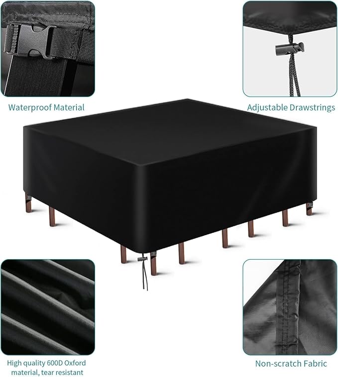LCOGD Patio Furniture Cover,Outdoor Furniture Covers Waterproof General Purpose, Outdoor Sofa Sets Covers Heavy Duty Windproof Anti-UV (Square-60"*60"*30")