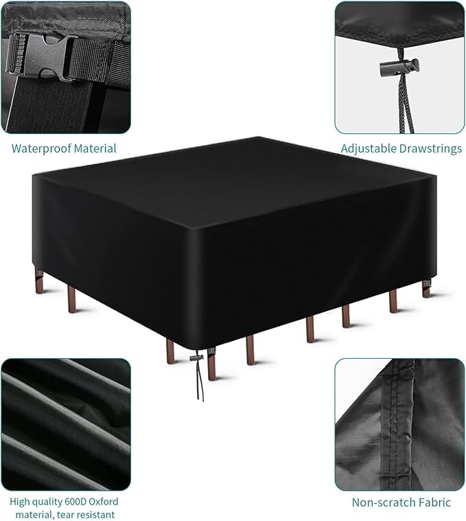 LCOGD Patio Furniture Cover,Outdoor Furniture Covers Waterproof General Purpose, Outdoor Sofa Sets Covers Heavy Duty Windproof Anti-UV (Rectangular-88"*62"*30")
