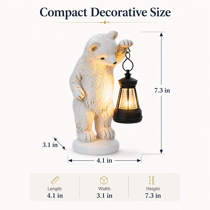 mocosa Solar Garden Statues Bear and LED Lights Birthday Gifts for Women Mom Grandma Solar Outdoor Cat Decor for Outside,Outdoor Solar Lights for Yard, Garden and Patio, Unique Gift for Women