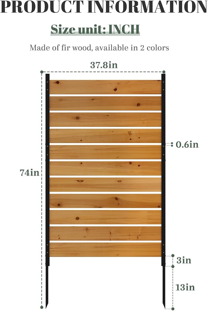 Privacy Fence Screen Outdoor Freestanding Privacy Fence Panel Decorative Patio Privacy Screen Air Conditioner Fence Outdoor Privacy Panels for Deck Porch Balcony (Wood, Reddish Brown)