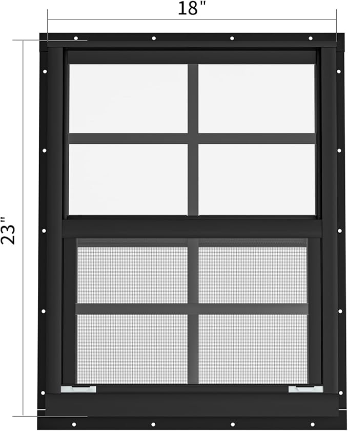 WRISIN 2 Pack Shed Windows 18" W x 23" H Flush Mount, Black Household Windows for Playhouses, Barns, Chicken Coop