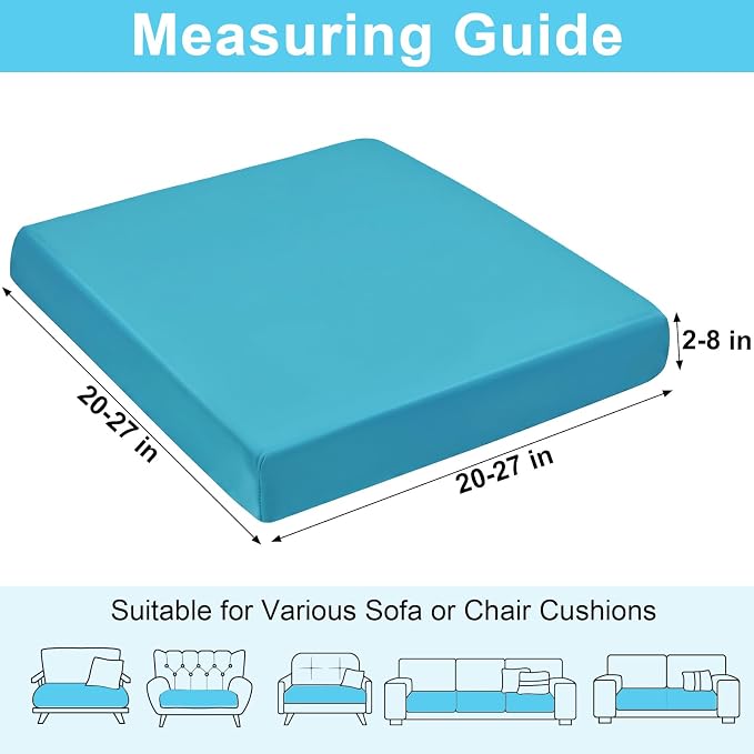 pickyNproud 4Pcs Patio Cushion Covers Stretch Outdoor Couch Cushions Slipcovers Replacement Washable Furniture Protector with Elastic Bottom Sofa Chair Seat Cover, Aqua Blue