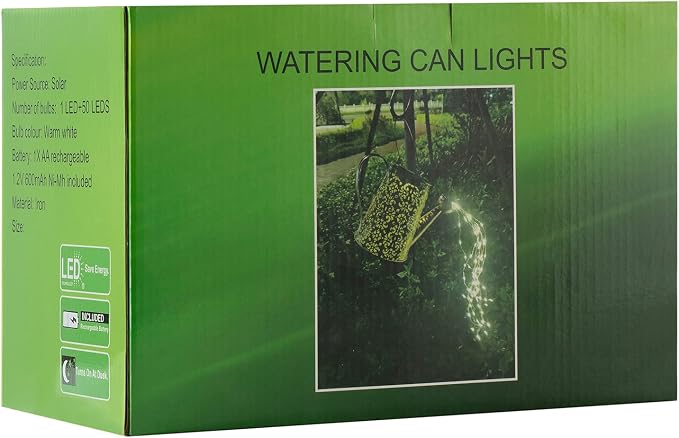 JIAJIAMEI Large Solar Watering Can Lights Flower Outdoor Garden Decor, Waterproof Cascading LED Hanging Lights, Gifts for Mom Grandma Women Birthday Mother's Day - Yard Porch Patio Backyard