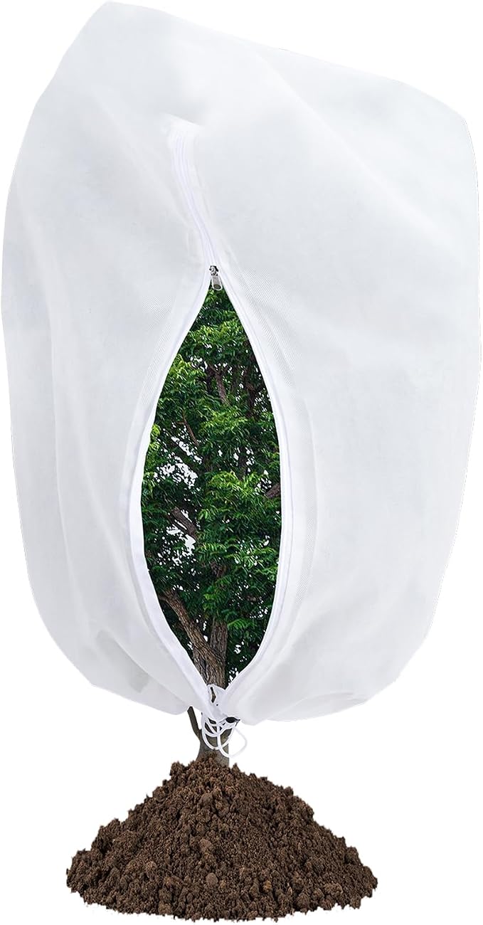 Garutom Plant Covers Freeze Protection 78" x 89" 2.2 oz, Large Size Bag Frost Cloth Plants Jacket Drawstring and Zipper Tree Cover for Outdoor Plants, Shrub Potted Plants Winter (1 PCS)