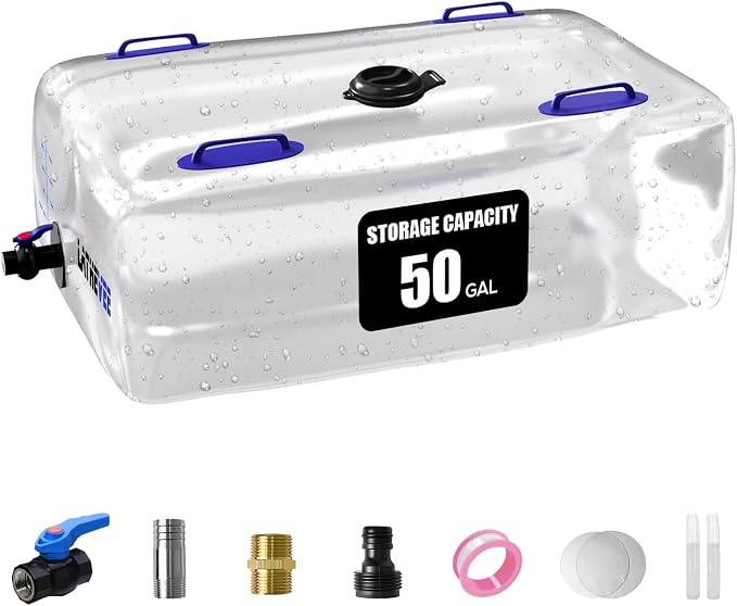 Water Storage Bladder, 25/50/100 Gallon Portable Water Tank, Collapsible Water Storage Containers with Spigot, Large Capacity Water Bag for Emergency Water