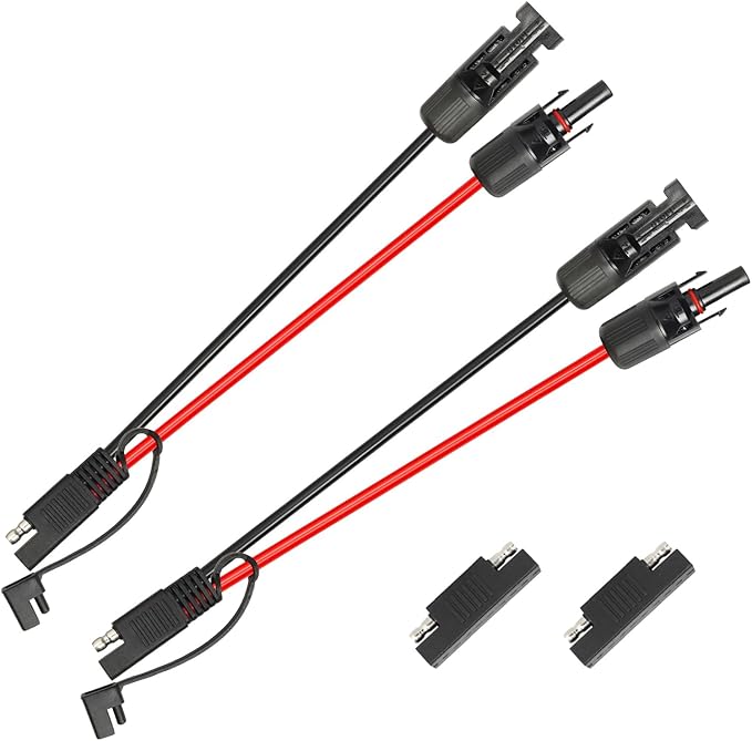 2PCS 1FT Solar Panel to SAE Adapter Cable - 10AWG SAE Connector Extension Cable for RV Solar Panel Caravan Battery Charger Kit with SAE Polarity Reverse Adapter