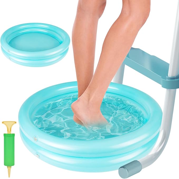 2 Pack Inflatable Pool Foot Bath Basin, Swimming Pool Clean Feet, Foot Soaking Bath Basin for Pool Entry Ladder, Home Spa Treatment for Above Ground Pools, Full-Sized Inflatable Pools