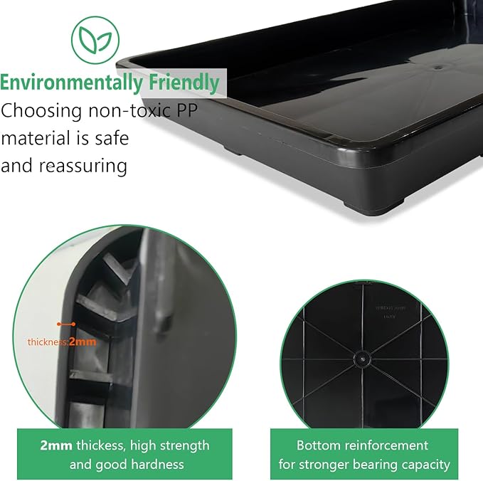 RooTrimmer 5 Pack Nursery Potting Tray, Carrying and Holding Plant Tray for Seeds Starting Pot, Collecting Drainage Water(Black)