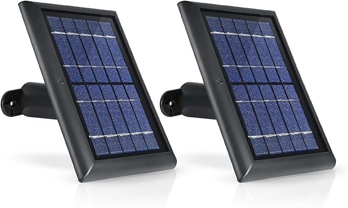 Wasserstein Solar Panel Compatible with Ring Spotlight Cam/Plus/Pro Battery, Stick Up Cam/Pro & Outdoor Cam Plus Battery - Continuous Power for Ring Surveillance Camera (2-Pack, Black)