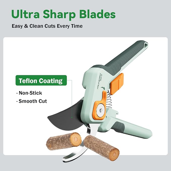 PrunePro 8" Professional Pruning Shears for Gardening Bypass Hand Pruner Stainless Steel Sharp Garden Scissors Plant Flower Rose Garden Clipper - 3 Pack
