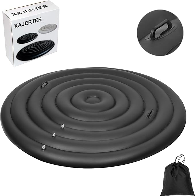 Inflatable Hot Tub Cover Round Replacement, Fit Saluspa Coleman Intex Spa Cover, Insulated Energy-Saving Weatherproof Lid, Unique Design Flexible Adjust Pool Cover Size-Life Time Support