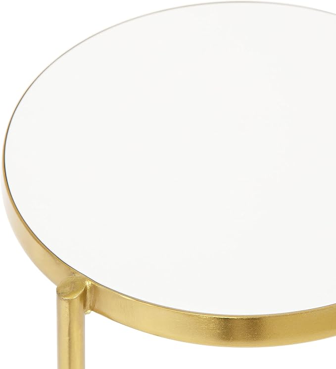 Kate and Laurel Fields Modern Tri Level Plant Stand; White and Gold; 10 x 10 x 30; Decorative Wood and Metal Multi Tiered Planter