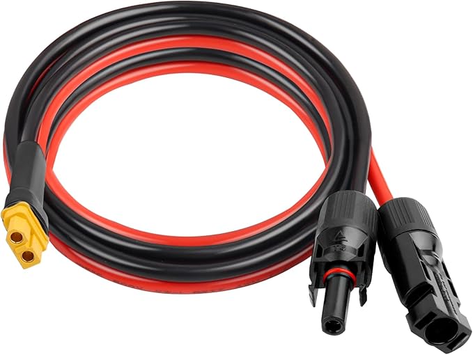 XRDS -RF Solar Connector to XT60 Cable 5FT, 10AWG Solar to XT60 Female Extension Cable, 600V Rated Power Cable for Solar Panels, Batteries, Power Stations – Heavy-Duty High Current Transfer