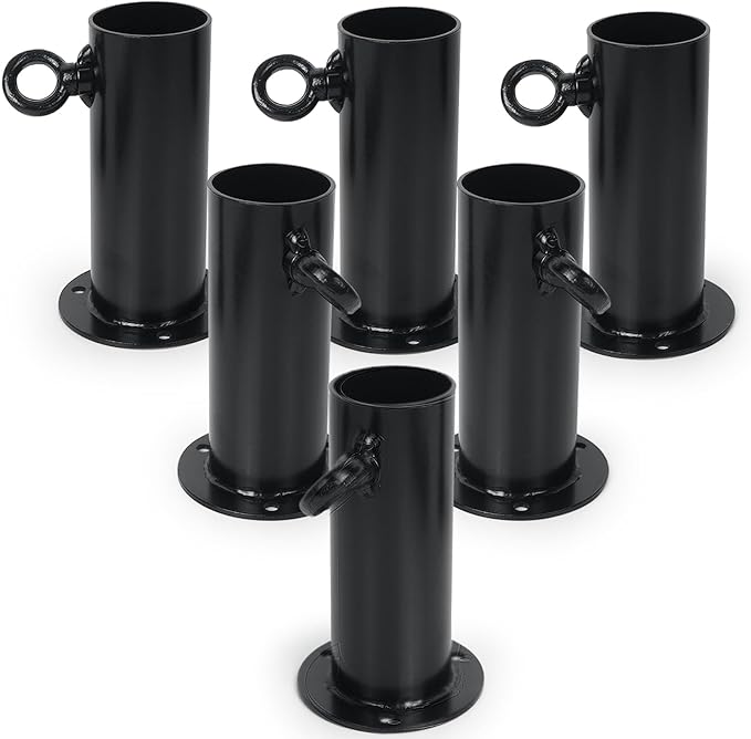 Aoneky 1-3/8 Inch Base Plate Foot Pads, Pack of 6, Heavy Duty Metal Ground Anchor for Slant Roof Canopy Carport Shed Frame Stabilization and Support