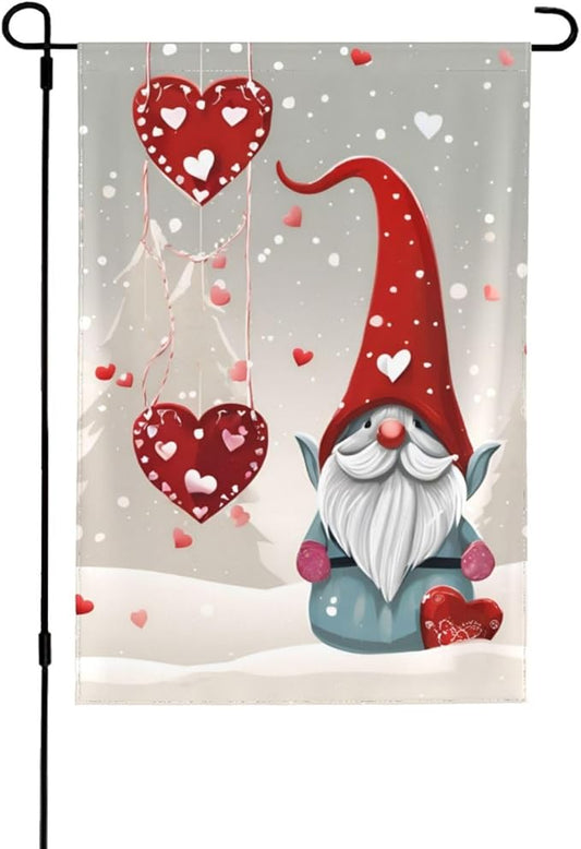Delerain Christmas Gnome Tomte Garden Flag, 12.5 x 18 Inch Double Sided Design Weather Resistant Indoor & Outdoor Decoration Small Banner for Home Yard Lawn Patio Office