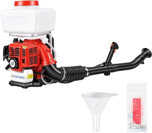 43cc Gas Backpack Sprayer, 3.7 Gallon 2-Stroke Mosquito Fogger Sprayer, Liquid and Powder Mist Duster with Over 39 ft Spray Range for Lawn, Garden, Farm and Orchard Spraying Red