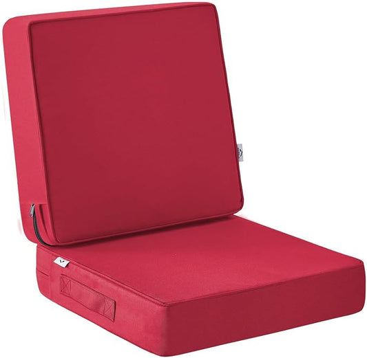 IPYNBAP Outdoor Cushions, Outdoor Chair Cushions 24x24x4 Inch, Cushions for Outdoor Furniture with Removable Cover, Waterproof & Fade Resistant Outdoor Seat Cushions for Patio, Lawn, Burgundy