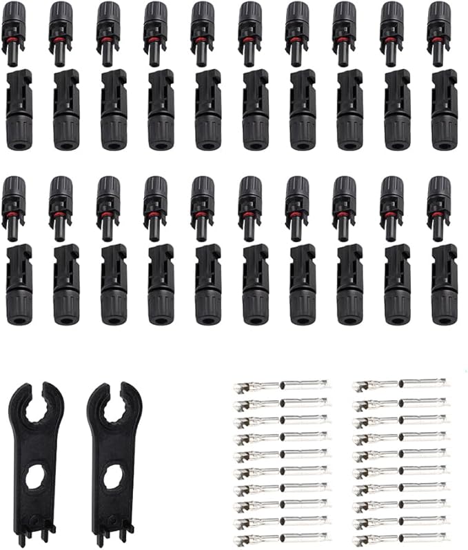 40PCS Solar Panel Connector PV Connector Kit IP67 Waterproof with Spanners,Solar Connect Kit 20Pairs Male/Female (20Pairs 10AWG)