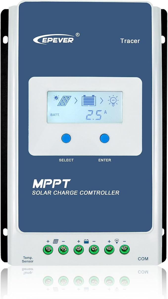 EPEVER MPPT Solar Charge Controller 30A 12V 24V Auto Max PV 100V Solar Panel Generator Tracer3210AN G3 Common Negative Regulator LCD Display for Gel AGM Flooded Sealed LiFePO4 Lithium BAT (30A MPPT)