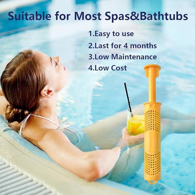 Silver Ion Cartridge for Hot Springs Spa- Hot Tub Silver Ion Cartridge Keeps Spa Water Crystal Clear, Spa Mineral Sticks for Hot Tub Filter Last 4 Months (4-Pack, Yellow)
