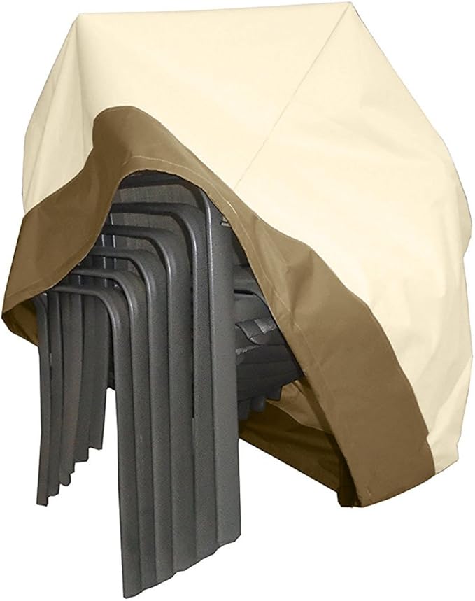 Rutile Patio Stackable Chair Cover Outdoor Furniture Covers Waterproof Fits up to 28''W x D37''D x 45''H, Outdoor Stacking Chair Covers