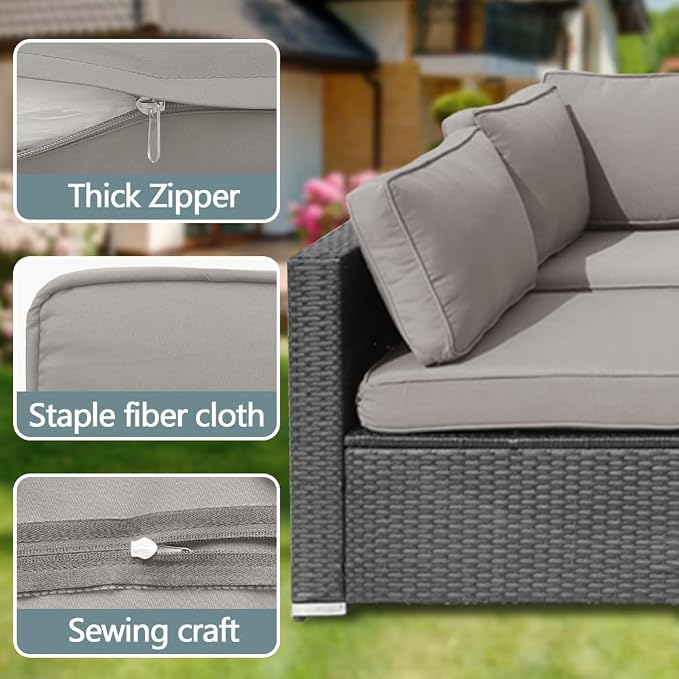 14Pcs Outdoor Cushion Covers Replacement Washable w/Zipper for 6-Seaters Sofa Patio Slipcovers Set Seat and Back Covers Only-23.6x23.6x4inch