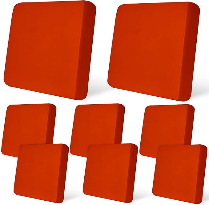 pickyNproud 8Pcs Patio Cushion Covers Stretch Outdoor Couch Cushions Slipcovers Replacement Washable Furniture Protector with Elastic Bottom Sofa Chair Seat Cover, Rust Orange