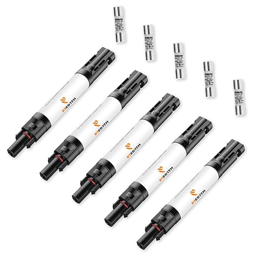 Solar Fuse Holder Fuse Inline 20Amp 1000V Fuses 20A IP67 Waterproof Connector for PV System Panels Surge Protection Device 5 Pcs