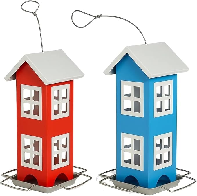 CEDAR ALPHA 2pk Bird Feeders for Outside, Metal Birdfeeder, Hanging Bird Feeder for Outdoor, Weatherproof Design, Easy Cleaning Refills, Backyard Garden, Patio; Gift idea for Parents