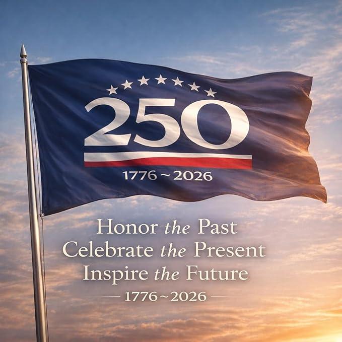 US 250 Flag – 250th Anniversary USA Double Sided 3-Ply Outdoor Flag, We The People 1776-2026 Patriotic Yard & House Banner for 4th of July (8, 2X3)