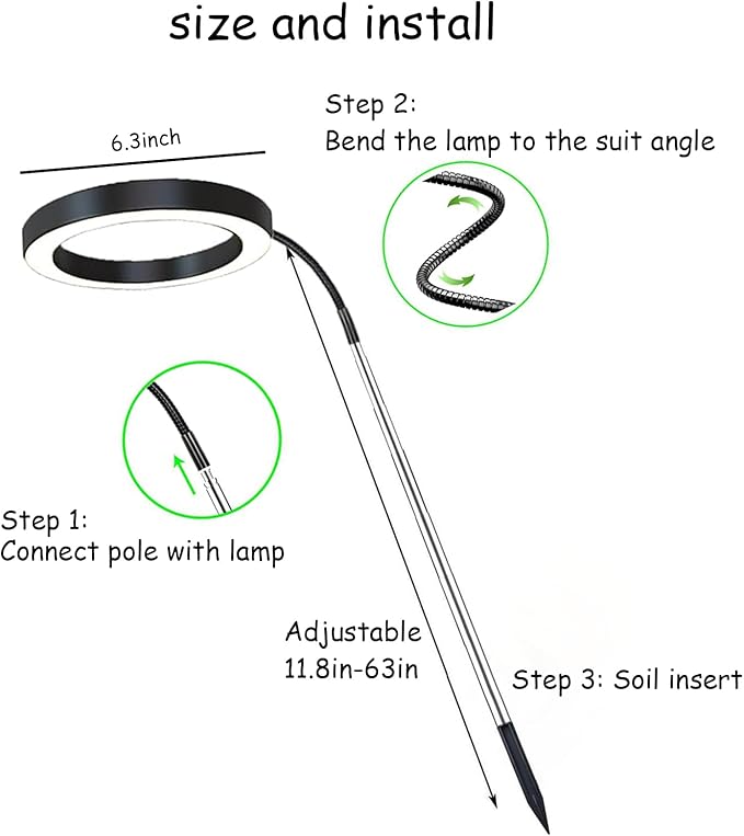 Grow Light for Indoor Plants, 6.3" Full Spectrum LED Plant Grow Light, 11.8-63in Height Adjustable Growing Lamp with Auto Timer 3H/9H/12H, 10 Dimmable Levels (Black 2 Pack)