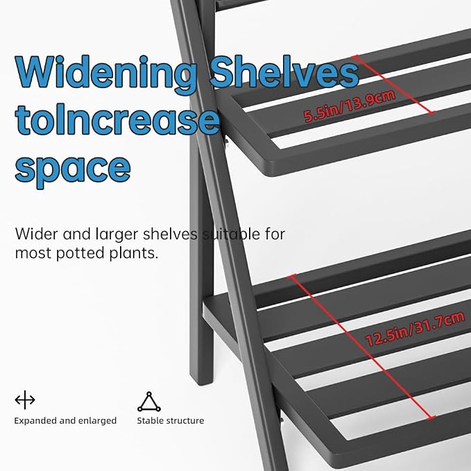 Deluxe 2-Tier Aluminum Plant Stand Indoor/Outdoor, Weather-Resistant Flower Pot Rack, Stylish & Lightweight Plant Stands for Garden, Balcony & Living Room