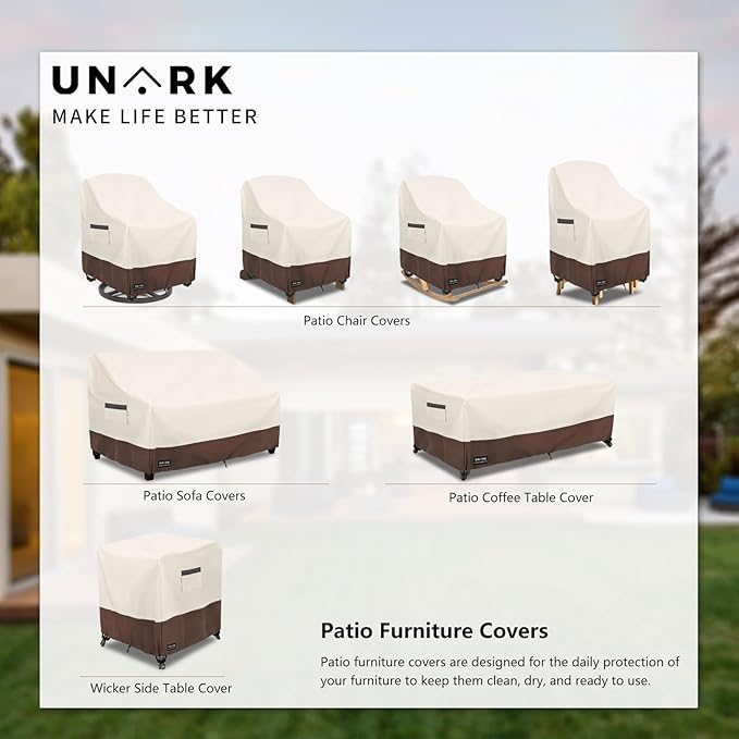 Outdoor Swivel Chair Covers Waterproof 2 Pack, Outdoor Chair Covers Patio Furniture Cover for Deck Patio Swivel Chair Heavy Duty, 33 W x 35 D x 36 H inches Beige and Brown