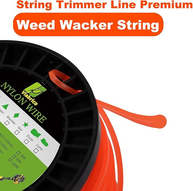VIABRICO 080 Inch Trimmer Line, 0.080" Weed Wacker Eater String, Commercial Grade Square Nylon String Trimmer Line Replacement for String Trimmer Weed Trimmer .080"-1114ft-3lb-Spool