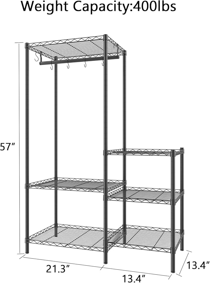 Xiofio 6-Tier Plant Stand for Indoor Outdoor,Metal Plant Shelf,Adjustable Plant Stand Suitable for Bedroom Living Room Balcony Garden,Black