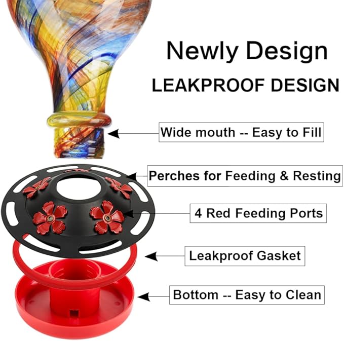 2 Pack Hummingbird Feeder Base Replacement Part Accessories Set - Includes 2 Pcs Bottom Base, Moat Hooks, Seal Rings, Brushes and Hanging Ropes (2, Black-2)